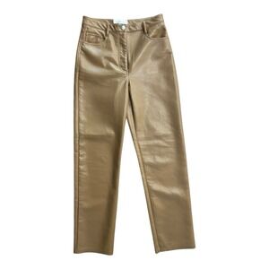 WILFRED The Melina Pant Saville Brown Faux Leather High Rise Straight Leg Sz 6
